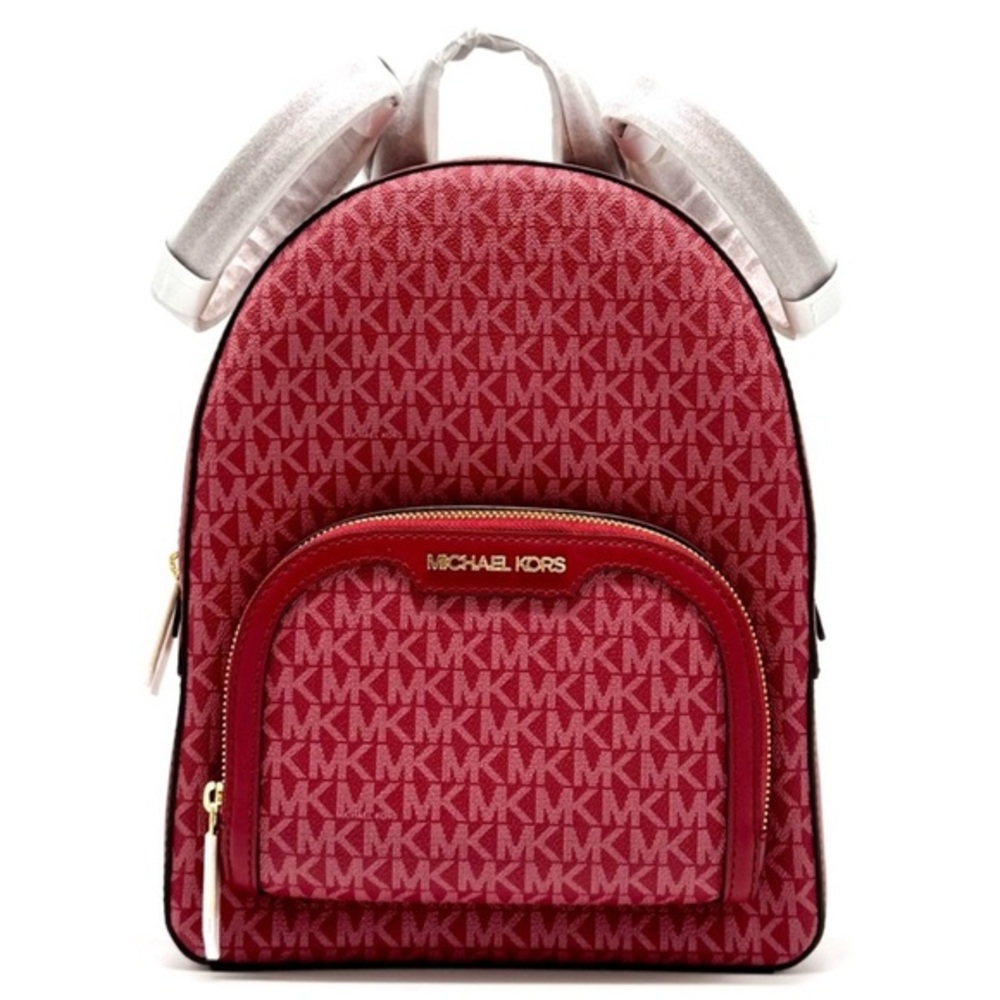 Michael Kors Jaycee Medium Signature Logo Backpack Cherry